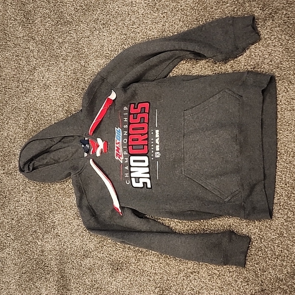 J-AMERICA Sno Cross AMS Oil championship hoodie size medium gray